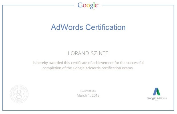 Google Adwords Vizsga